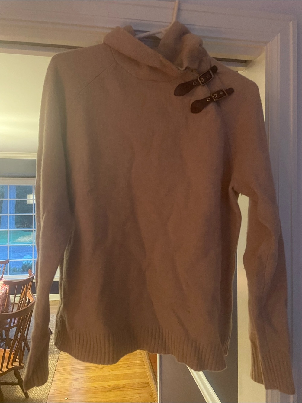 Ralph Lauren camel Turtleneck Sweater with leather Buckle Accents Womens xl